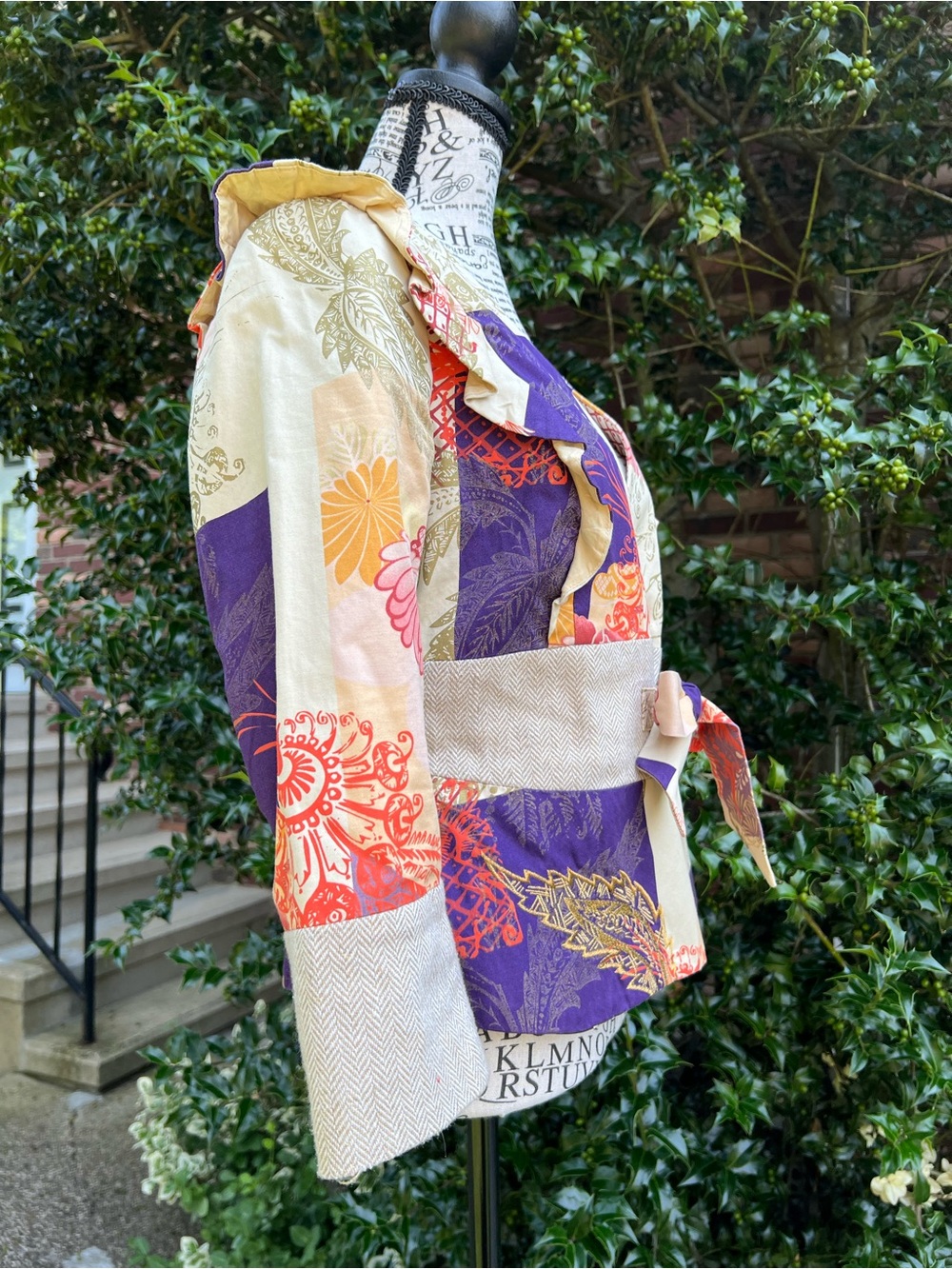 Anthropologie elevenses Floral Patchwork Wrap Blazer in Purple & Cream 8 - Picture 6 of 16